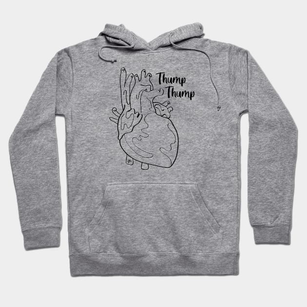 Thump Thump on white Hoodie by KMogenArt